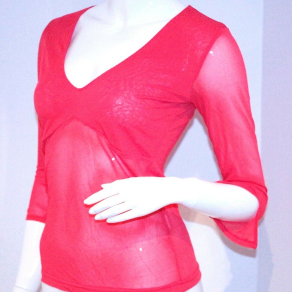 GAS JEANS Collection SHEER Transparent V-NECK Top